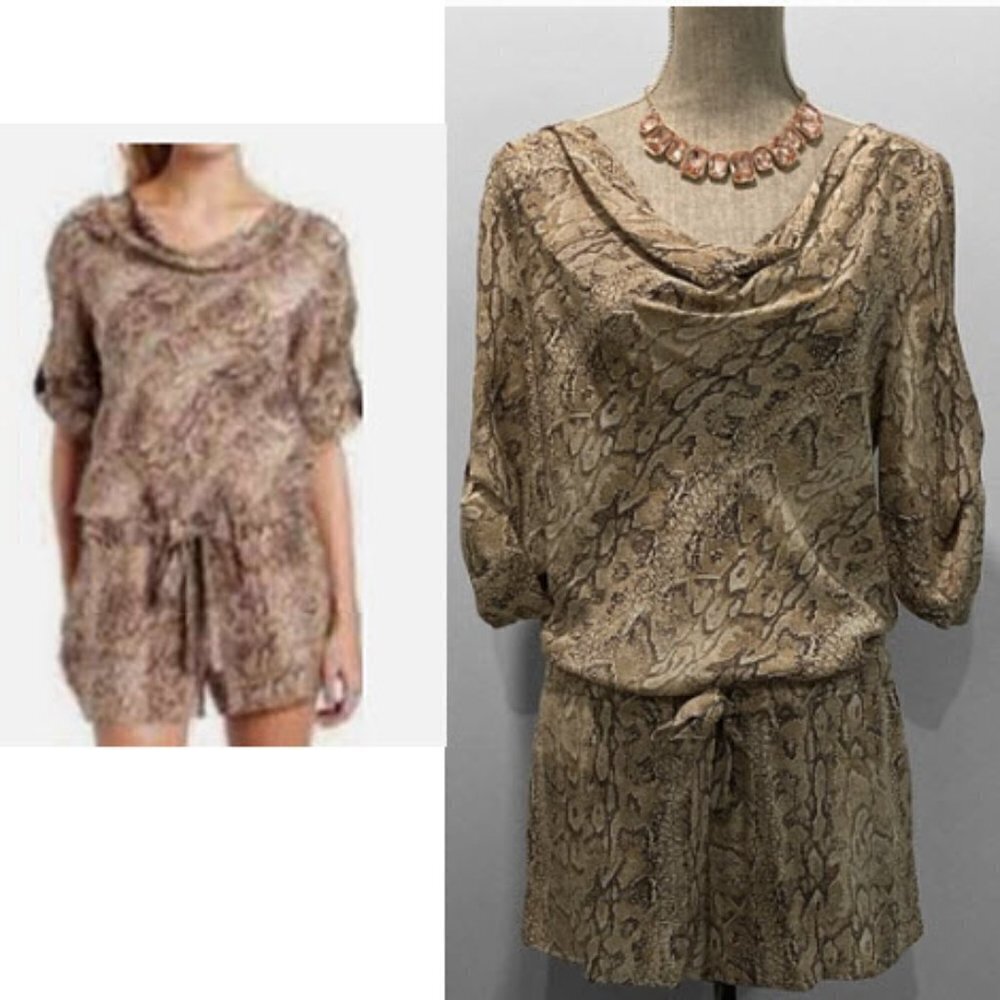Bcbgmaxazria Romper Marcelle Python Print Silk  Shorts​​​​​